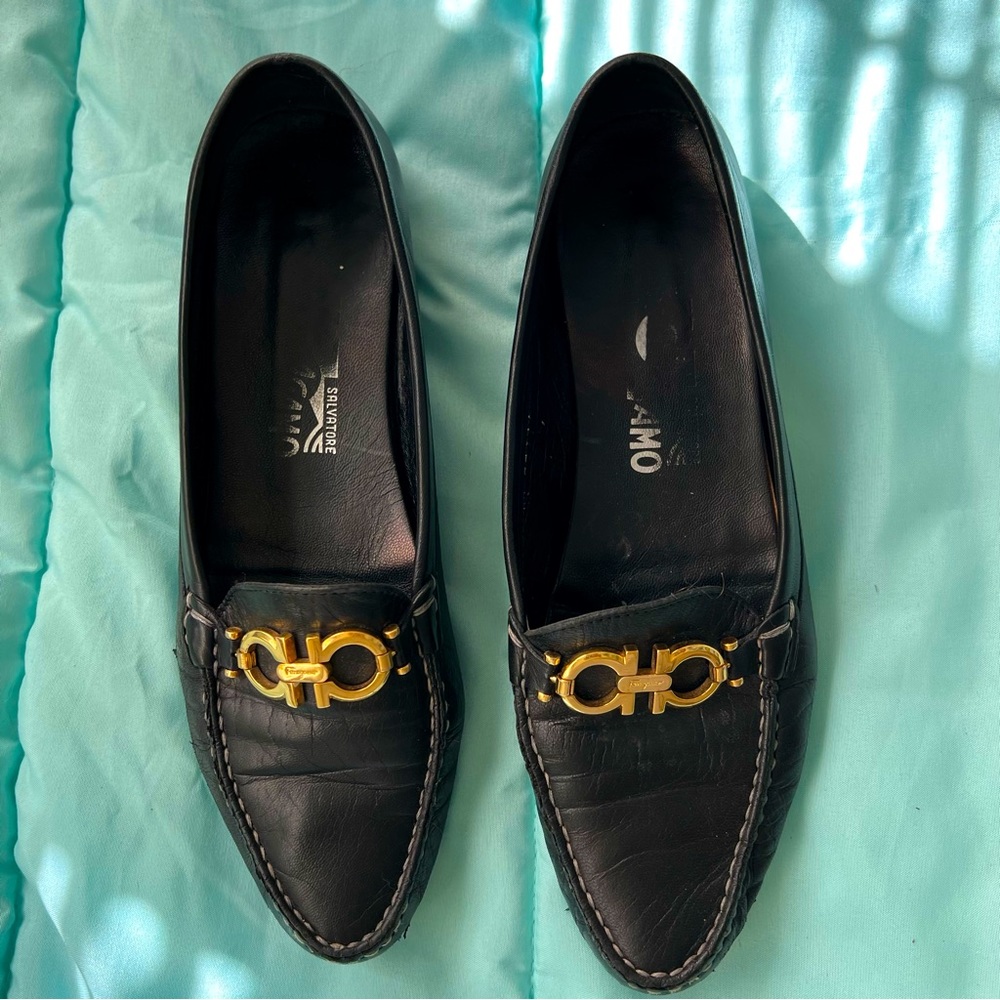 Black leather Ferragamo shoes